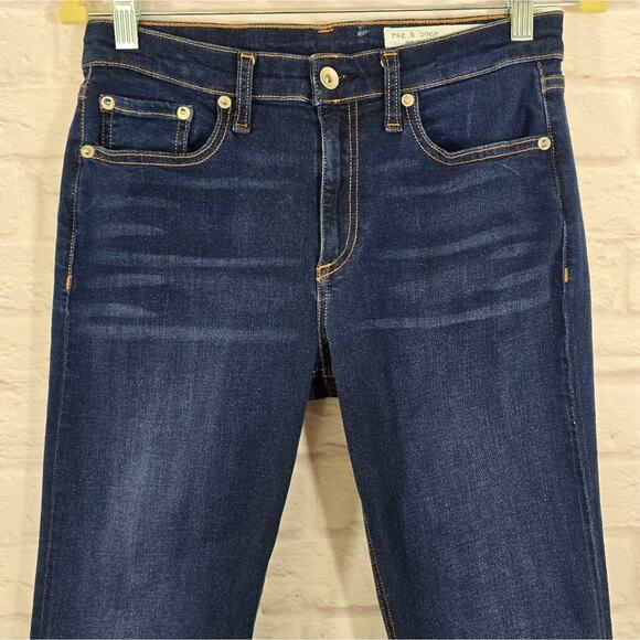 W Rag & Bone Cate Mid Rise Ankle Skinny Dark Blue Jeans Size 27 Selvedge Selvage - Picture 2 of 11